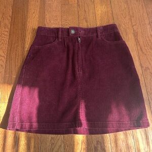 Hollister Deep Burgundy Corduroy Mini Skirt